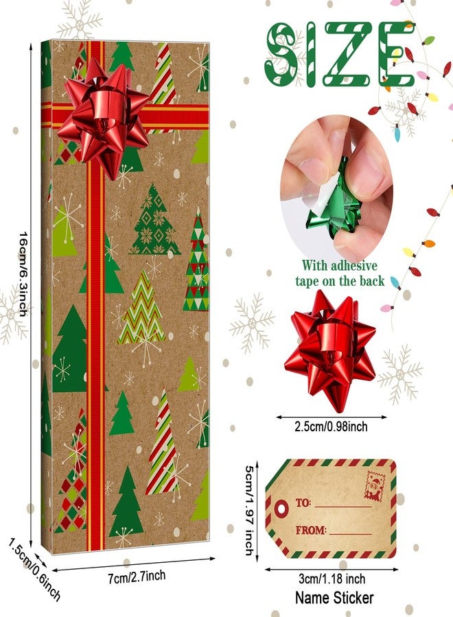 Funrous 16 Pcs Christmas Gift Card Holders Boxes with Bows and Name Stickers, 6.3 x 2.7 x 0.6 Inch, Christmas Paper Present Wrap Card Xmas Party Favor Boxes for Xmas Holiday(16 Pcs) - Image 2